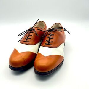 NWOT Footjoy Europa Collection Size 8 Brown and White Golf Shoes